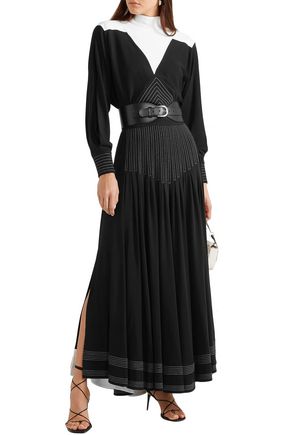 Givenchy Open-back Two-tone Jersey Maxi Dress In Black