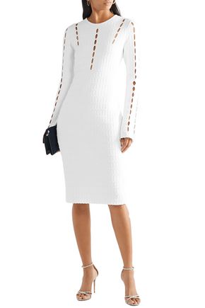 Narciso Rodriguez Cutout Ribbed-knit Dress In White