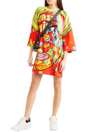 Click to view more detailed imagery on our partner's website Moschino Oversized Printed Cotton-jersey Mini Dress In Bright Orange
