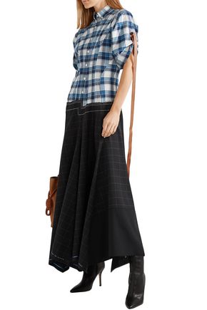 Loewe Checked Cotton-paneled Wool And Mohair-blend Maxi Dress In Black