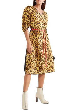 MARC JACOBS BELTED PANELED LEOPARD-PRINT SHELL DRESS,3074457345621670086