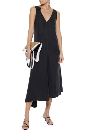 Click to view more detailed imagery on our partner's website Joseph Woman Max Asymmetric Buckled Washed-silk Midi Dress Black