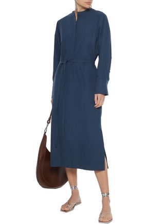 Click to view more detailed imagery on our partner's website Joseph Woman Ferris Belted Layered Cotton-poplin Midi Dress Storm Blue
