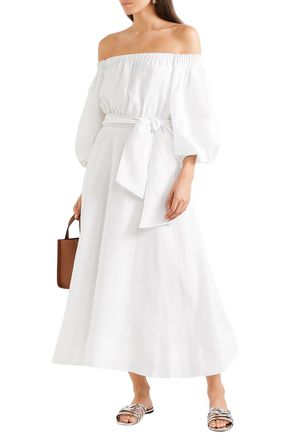 Gabriela Hearst Woman Riley Off-the-shoulder Linen Dress White