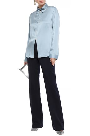 Haider Ackermann Lace-up Satin-crepe Shirt In Sky Blue