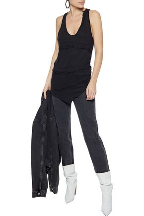 Iro Boham Distressed Slub Linen-jersey Tank In Black