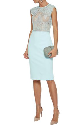 CATHERINE DEANE NOELLA CROCHET-TRIMMED LACE AND PONTE DRESS,3074457345621899716