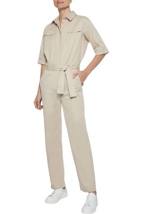 Iris Ink Clary Belted Cotton-twill Jumpsuit In Beige ModeSens