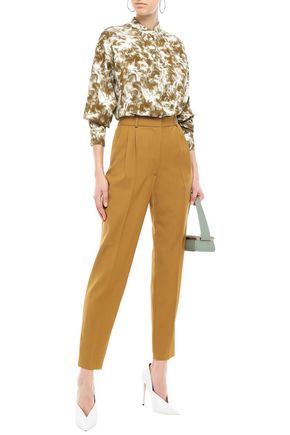 Shop Victoria Beckham Printed Stretch-crepe Shirt In Light Brown