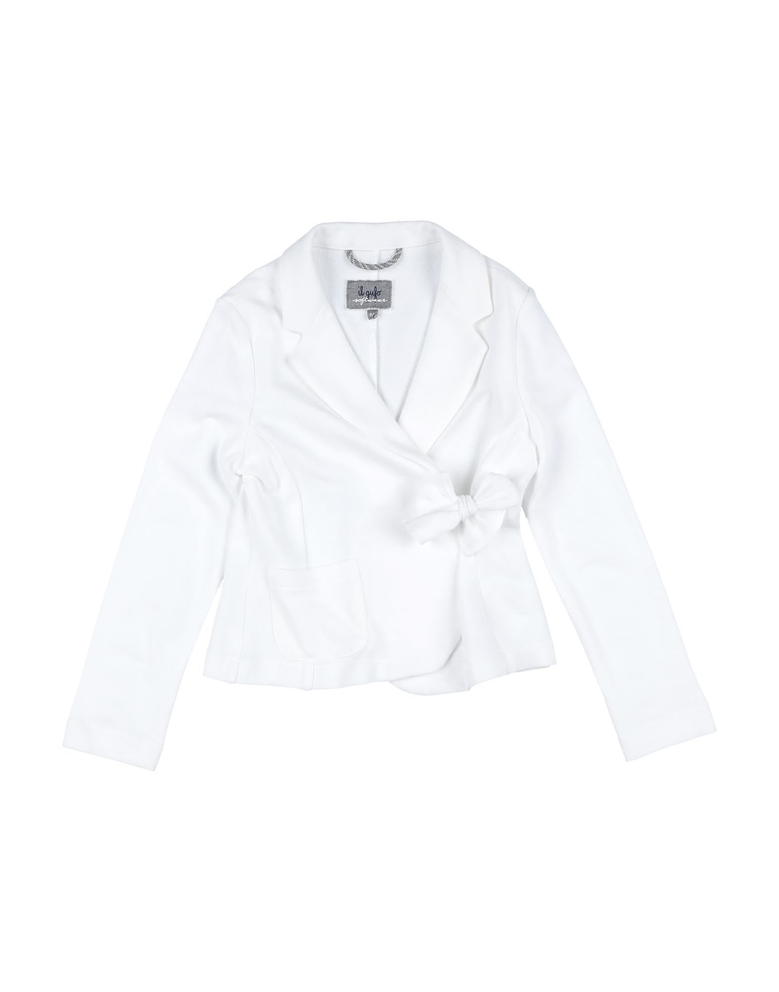 ＜YOOX＞ IL GUFO ガールズ 3-8 歳 テーラードジャケット ホワイト 3 コットン 100% / リネン画像