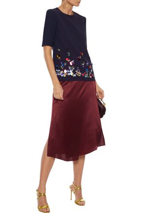 VICTORIA BECKHAM EMBELLISHED WASHED-CREPE TOP