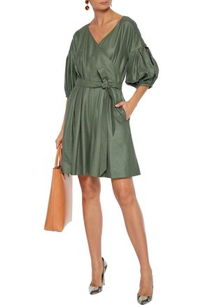 ADEAM WRAP-EFFECT PLEATED WOVEN PLAYSUIT,3074457345621938221