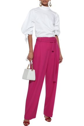 Click to view more detailed imagery on our partner's website Paper London Tie-detailed Gathered Stretch-cotton Poplin Blouse In White