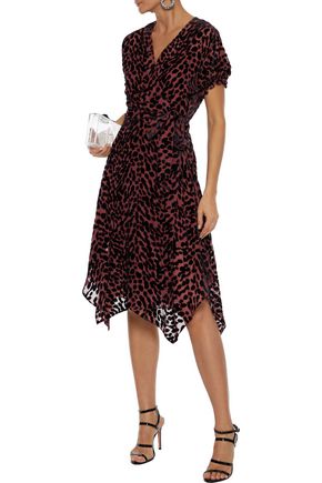 DIANE VON FURSTENBERG KATHERINE DEVORÉ-VELVET WRAP DRESS,3074457345621977869