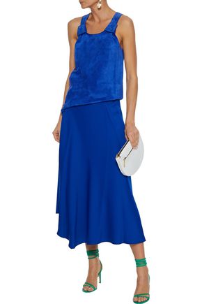 Victoria Beckham Button-detailed Suede Tank In Royal Blue