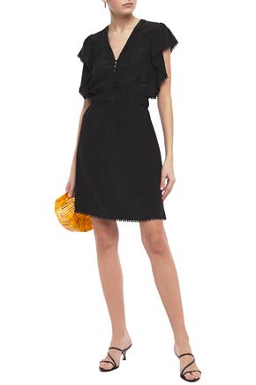 Vanessa Bruno Laurea Embellished Silk Crepe De Chine Mini Dress In Black |  ModeSens