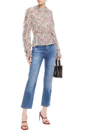Vanessa Bruno Lina Pleated Floral-print Crepe Blouse In Sage Green ...