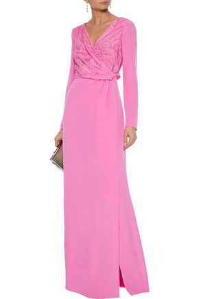 EMILIO PUCCI WRAP-EFFECT EMBELLISHED SILK CREPE DE CHINE GOWN,3074457345622045791