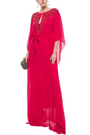 dressing gownRTO CAVALLI BELTED EMBELLISHED SILK CREPE DE CHINE GOWN,3074457345622066073