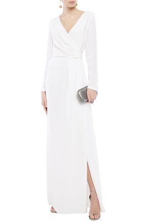 EMILIO PUCCI WRAP-EFFECT EMBELLISHED SILK CREPE DE CHINE GOWN,3074457345622055522