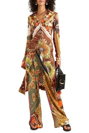 Chloé Printed Silk-satin Blouse In Brown