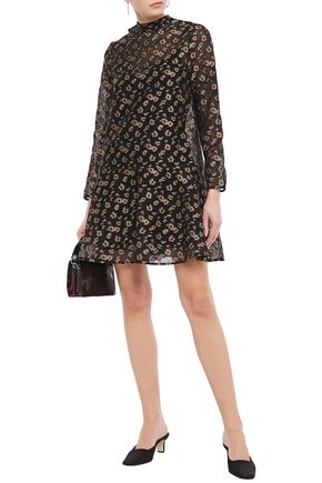 Shop Markus Lupfer Molly Tie-neck Fil Coupé Georgette Mini Dress In Black