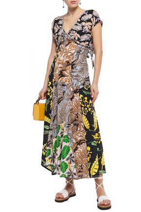 3.1 PHILLIP LIM / フィリップ リム PATCHWORK PRINTED SILK-CREPE AND WOVEN MAXI DRESS,3074457345622080758