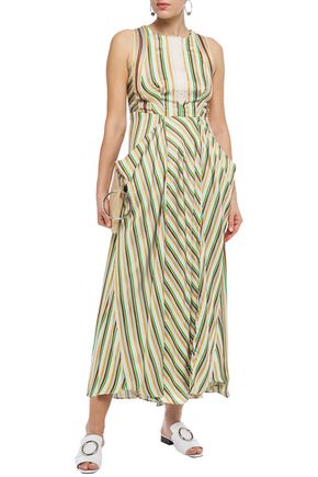 Shop 3.1 Phillip Lim / フィリップ リム Draped Striped Twill Maxi Dress In Ecru