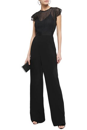 CATHERINE DEANE IONA LACE-PANELED CREPE JUMPSUIT,3074457345622102207