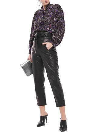 Iro Equinoxe Pussy-bow Printed Silk Crepe De Chine Blouse In Violet