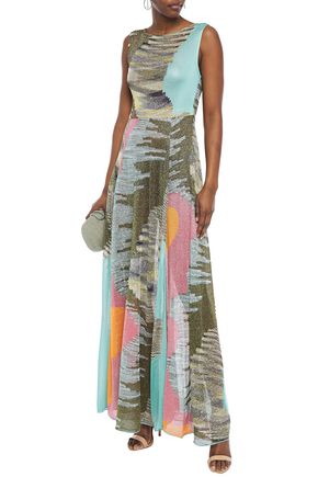 Missoni Sequin-embellished Metallic Crochet-knit Maxi Dress In Turquoise