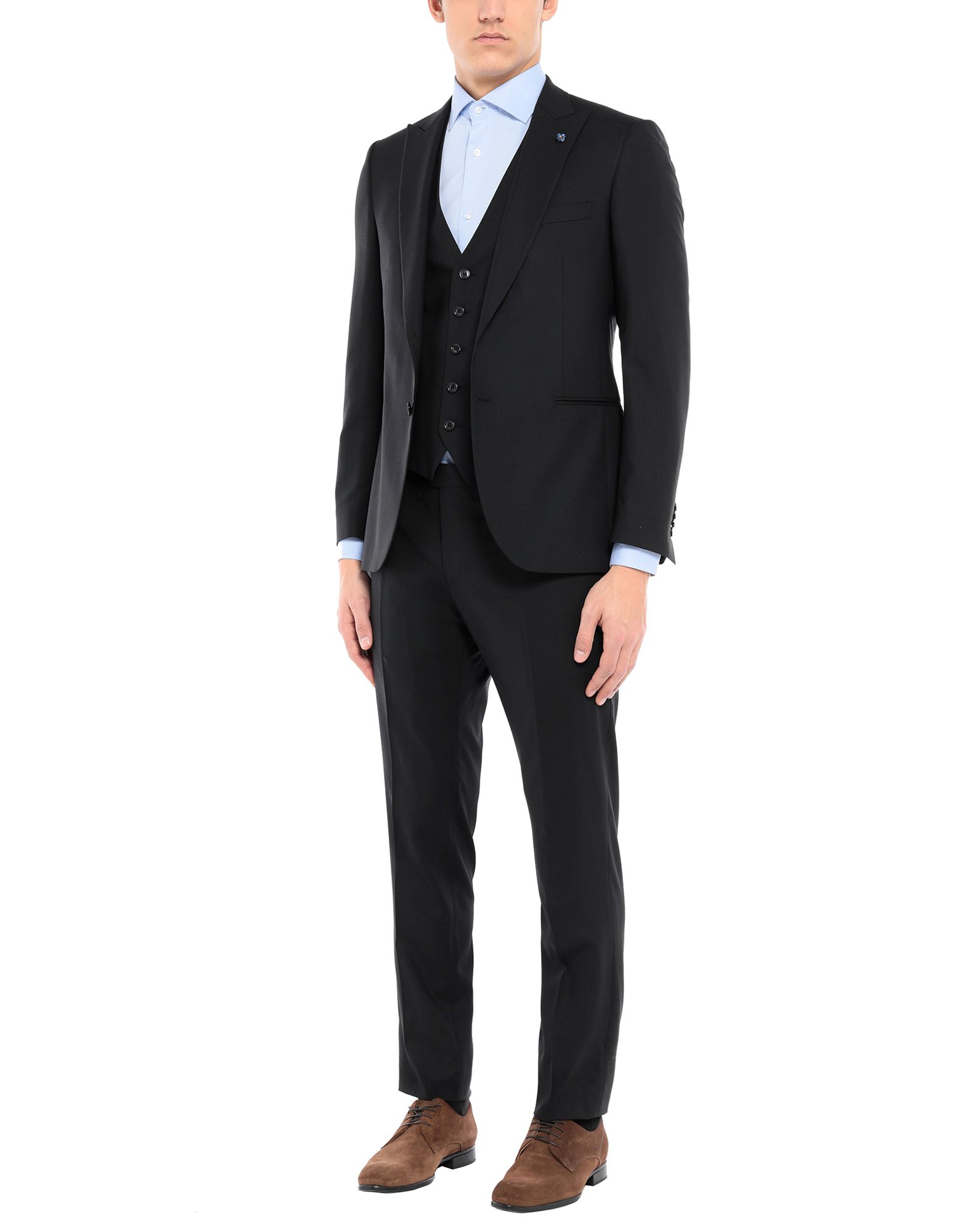《セール開催中》LARDINI メンズ スーツ ブラック 50 ウール 100% / コットン / レーヨン