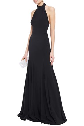 Stella Mccartney Halter Open-back A-line Stretch-cady Evening Gown In Black
