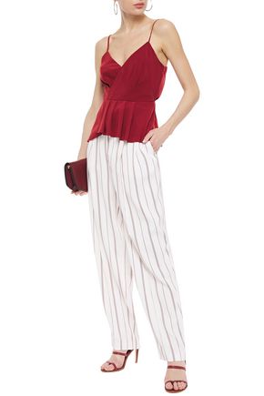 Bailey44 Annabelle Wrap-effect Pleated Satin Camisole In Claret