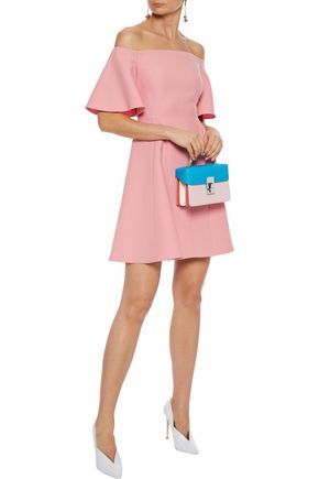 VALENTINO OFF-THE-SHOULDER WOOL AND SILK-BLEND CADY MINI DRESS,3074457345622368672