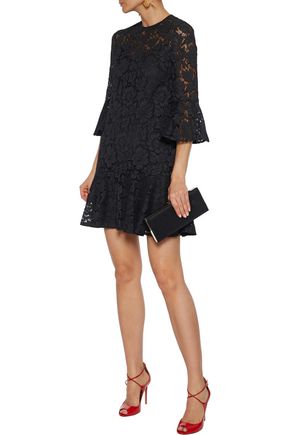 VALENTINO FLUTED COTTON-BLEND CORDED LACE MINI DRESS,3074457345622364827