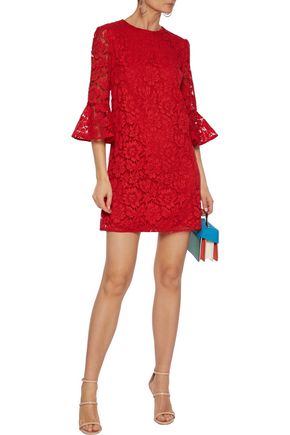 VALENTINO FLUTED COTTON-BLEND CORDED LACE MINI DRESS,3074457345622364774