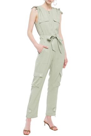 Jonathan Simkhai Gathered Twill Jumpsuit In Sage Green | ModeSens