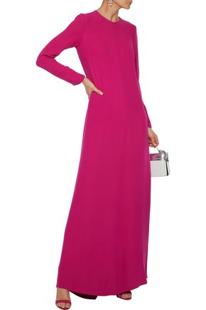 VALENTINO GATHERED SILK-CREPE GOWN,3074457345622355136