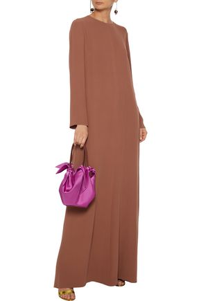 Valentino Gathered Silk-crepe Gown In Light Brown