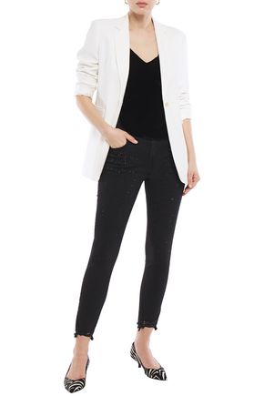 J BRAND LUCY VELVET AND CREPE DE CHINE CAMISOLE,3074457345622384736