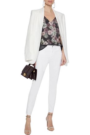 J BRAND LUCY FLORAL-PRINT SILK-TWILL AND CHIFFON CAMISOLE,3074457345622378195