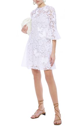 Valentino Appliquéd Cotton-blend Corded Lace Mini Dress In White