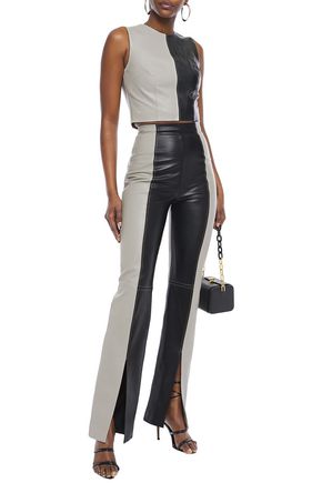 16ARLINGTON DICKINSON CROPPED TWO-TONE LEATHER TOP,3074457345622401752