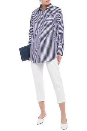 Anna Quan Lesley Striped Cotton-poplin Shirt In Blue