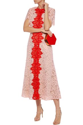 Lela Rose Two-tone Corded Lace Midi 