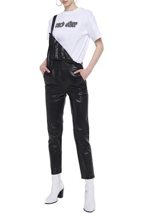 Each X Other Printed Leather Overalls In Black
