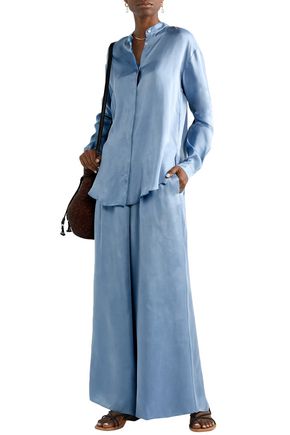 Forte Forte Washed-satin Shirt In Light Blue