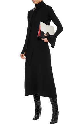 Ellery Emmersion Tie-neck Embellished Stretch-knit Midi Dress In Black