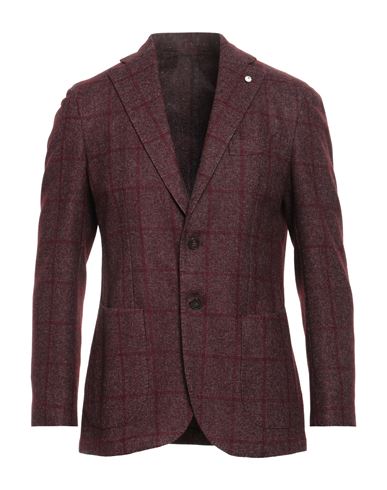 L. b.m. 1911 Man Blazer Burgundy Size 44 Wool, Cotton, Nylon, Polyester